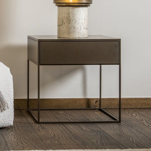 Comodino contemporaneo - HYDRA - EUROFASHION HOMETEXTILES & CONCEPTS - in acciaio / con supporto in acciaio / quadrato