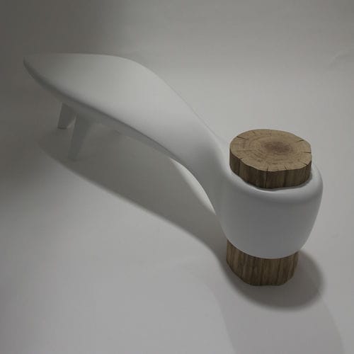 Panca design originale - AKÈNE - binome - in rovere / in resina / in fibra di vetro