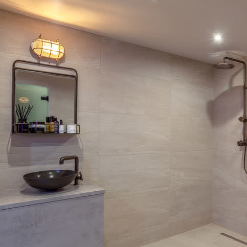 Applique in stile industriale - ROSS  - Mullan Lighting - da esterno / in ottone / in vetro