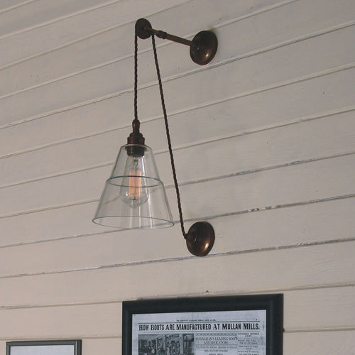 Applique in stile industriale - RIGALE COOLIE  - Mullan Lighting - da interno / in ottone / in vetro