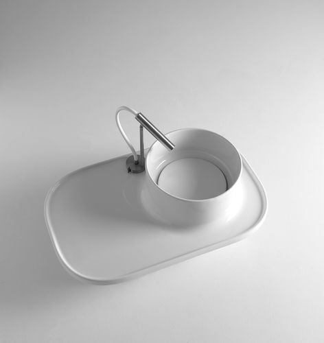Lavabo da appoggio - UP 700  - BLEU PROVENCE - in ceramica / con piano integrato / rettangolare