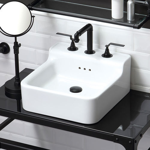 Lavabo da appoggio - BP440 - BLEU PROVENCE - in ceramica / con miscelatore / quadrato