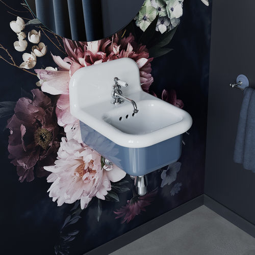 Lavabo sospeso - TC2L35 - BLEU PROVENCE - in ceramica / con miscelatore / personalizzabile