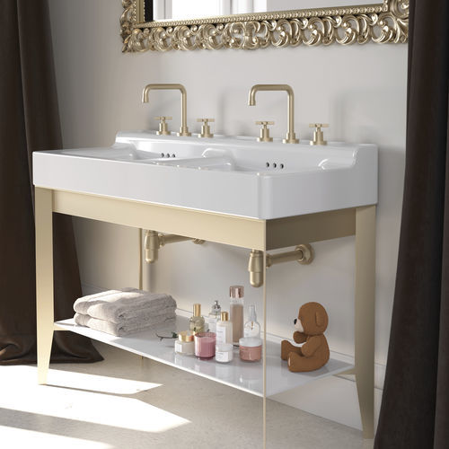 Lavabo sospeso - Industrialis - BLEU PROVENCE - in ceramica / personalizzabile / doppio
