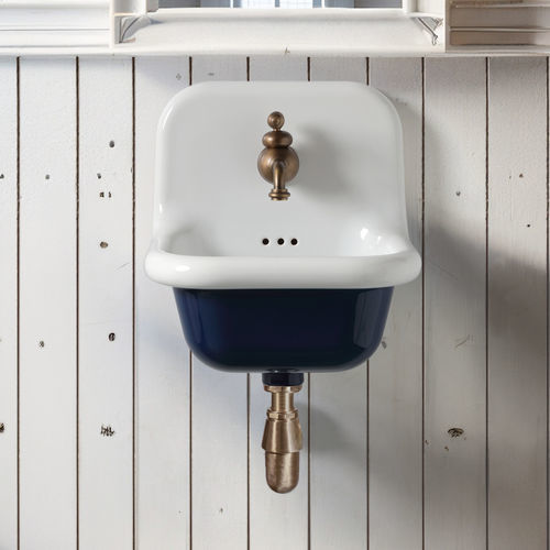 Lavabo sospeso - TCL40 - BLEU PROVENCE - in ceramica / con portasalviette integrato / finitura opaca