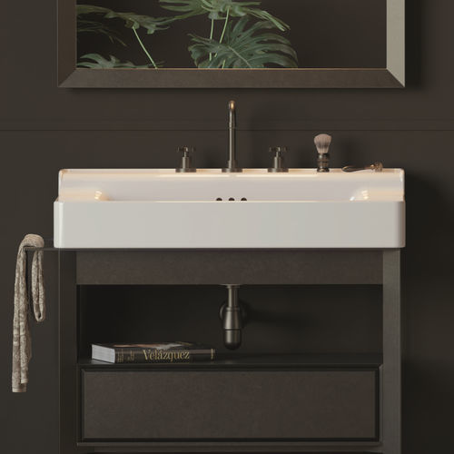 Lavabo sospeso - BP490 - BLEU PROVENCE - in ceramica / lucido / Made in Italy