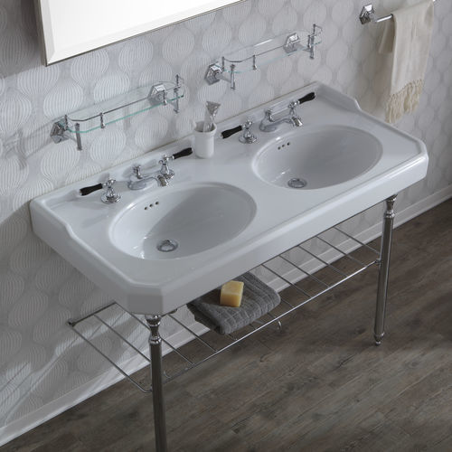 Lavabo con piedi - BP7120 - BLEU PROVENCE - in ceramica / doppio / rettangolare