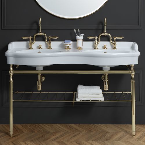 Lavabo sospeso - BP8140 - BLEU PROVENCE - in metallo / in ceramica / doppio