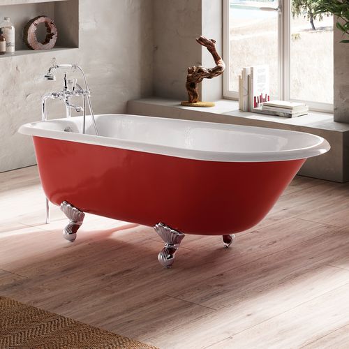 Vasca da bagno ovale - ANIS - BLEU PROVENCE - con piedi / in ghisa / bianca
