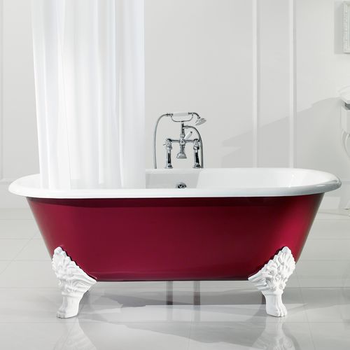 Vasca da bagno ovale - JASMINE - BLEU PROVENCE - con piedi / in ghisa / rossa