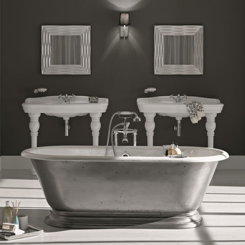 Vasca da bagno ovale - SHABBY - BLEU PROVENCE - da appoggio / in ghisa / bianca