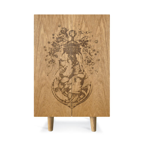 Mobile bar per camera d'hotel - ORNITHOLOGICAL SKETCH - Mineheart - contemporaneo / in rovere