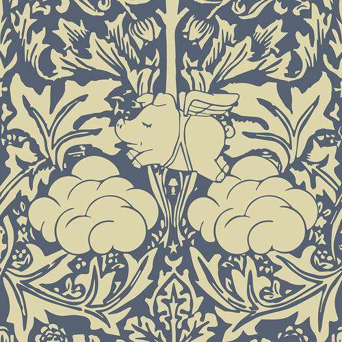 Carta da parati design - MORRIS DREAM - CREAM AND BLUE - Mineheart - in tessuto non tessuto / con motivi floreali / con motivi naturali