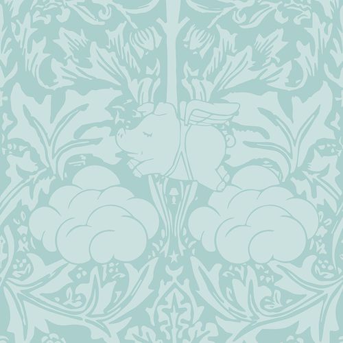 Carta da parati barocca - MORRIS DREAM - MINTY EGG BLUE - Mineheart - in tessuto non tessuto / con motivi floreali / aspetto tessuto
