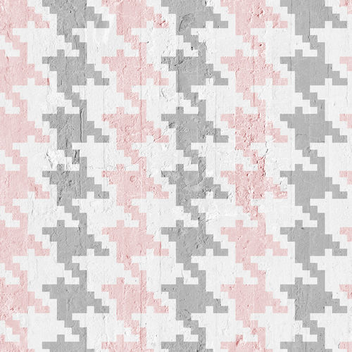 Carta da parati contemporanea - PINK &amp; GREY PIED DE POULE - Mineheart - in tessuto non tessuto / a motivi / aspetto tessuto
