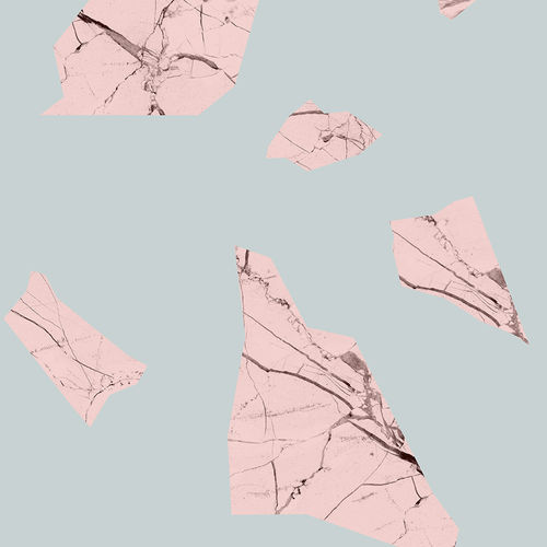 Carta da parati contemporanea - MARBLE FRAGMENT - PINK &amp; BLUE - Mineheart - in tessuto non tessuto / a motivi / aspetto marmo