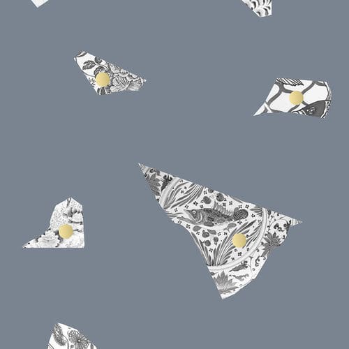 Carta da parati contemporanea - BLUE &amp; GREY PLATE FRAGMENT - Mineheart - in tessuto non tessuto / a motivi / aspetto marmo