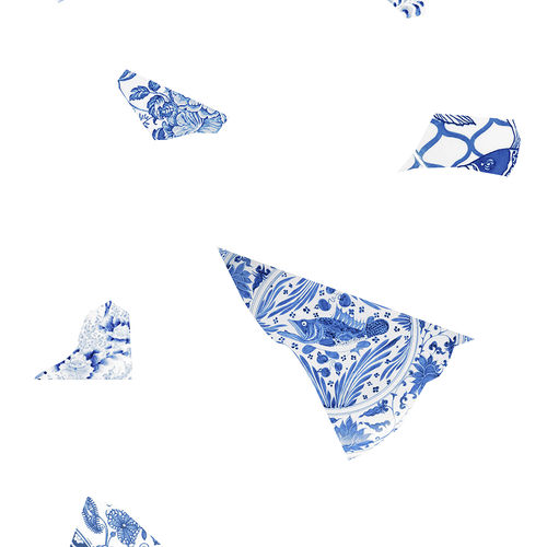 Carta da parati contemporanea - WHITE &amp; BLUE PLATE FRAGMENT - Mineheart - in tessuto non tessuto / capolavori della pittura / aspetto marmo