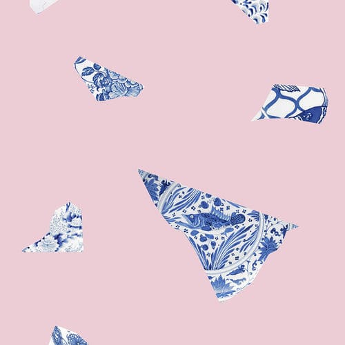 Carta da parati contemporanea - PINK &amp; BLUE PLATE FRAGMENT - Mineheart - in tessuto non tessuto / a motivi / aspetto marmo