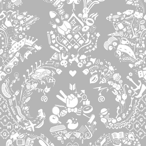 Carta da parati contemporanea - NEW WORLD DAMASK - WHITE &amp; GREY - Mineheart - in tessuto non tessuto / damasco / aspetto marmo