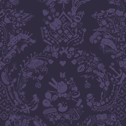 Carta da parati contemporanea - NEW WORLD DAMASK - PURPLE &amp; PURPLE - Mineheart - in tessuto non tessuto / damasco / aspetto tessuto