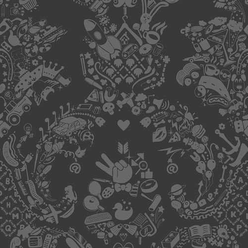 Carta da parati design - NEW WORLD DAMASK - GREY &amp; GREY - Mineheart - in tessuto non tessuto / a motivi / aspetto tessuto