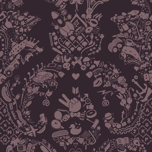 Carta da parati design - NEW WORLD DAMASK - PINK &amp; PINK - Mineheart - in tessuto non tessuto / a motivi / aspetto tessuto