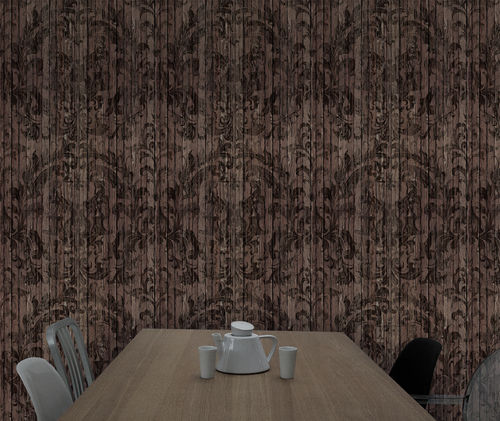 Carta da parati contemporanea - DAMASK - Mineheart - damasco / aspetto legno / con motivo stampato