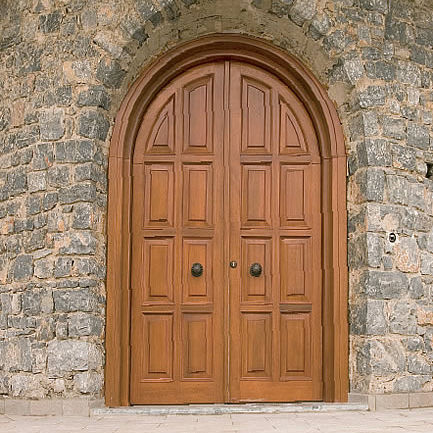 Porta d'ingresso - SPECIAL CONSTRUCTION - interSCALA - in legno / battente / semivetrata
