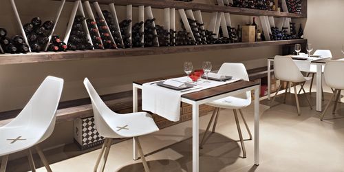 Sedia da ristorante contemporanea - X - ALMA DESIGN S.R.L. - in tessuto / senza braccioli