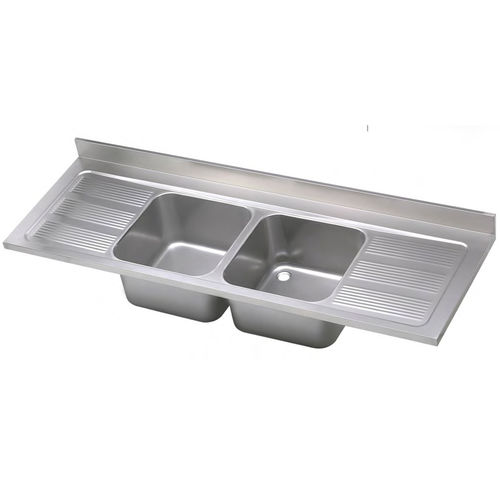 Lavello a 2 vasche - INDUSTRIAL - BRAVO INOX S.R.L. - con gocciolatoio / in acciaio inossidabile / da incasso