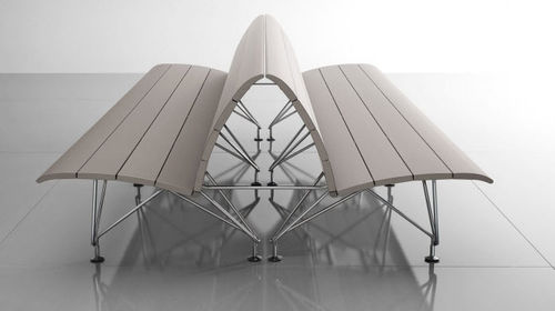Panca contemporanea - AIRPORT - MASCAGNI - in legno / in acciaio / a doppia seduta