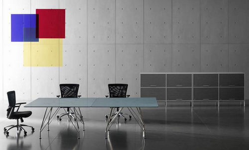 Tavolo da riunione contemporaneo - MEETING - MASCAGNI - in vetro / rettangolare / modulare