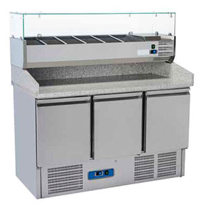 Tavolo di preparazione per pizza - MAGIC PPC 14000 LUX - FRIGEO PERFECT COOLING - in vetro / in acciaio inossidabile / refrigerato