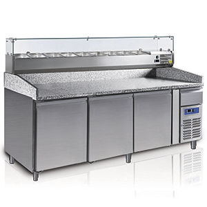 Tavolo di preparazione per pizza - PIZZAMASTER PM 2000 - FRIGEO PERFECT COOLING - in acciaio inossidabile / con contenitore / professionale