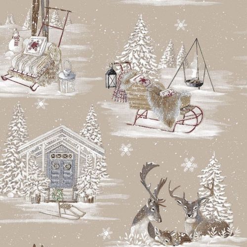 Tessuto da tappezzeria - RENNES DES NEIGES  - Olivier Thévenon Selection - a motivi / in cotone / lavabile