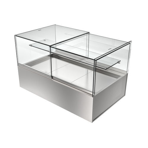 Vetrina refrigerata espositiva - Isola Gold - Moving Glass & Metal Design - con scaffali / per pasticceria / in acciaio inossidabile