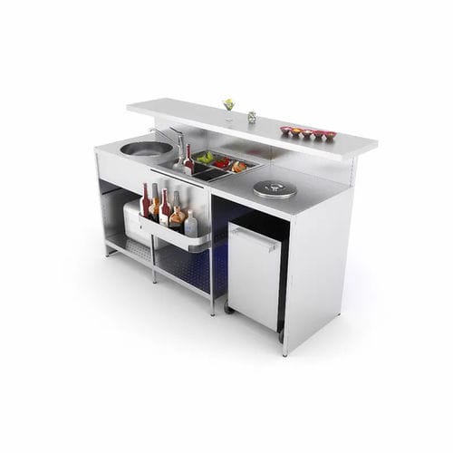 Bancone da bar - Smart  - Moving Glass & Metal Design - in acciaio inossidabile / dritto / curvo
