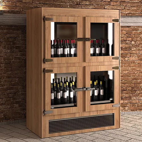 Vetrina refrigerata espositiva - Retrò - Moving Glass & Metal Design - in acciaio inossidabile / in legno / con sportello