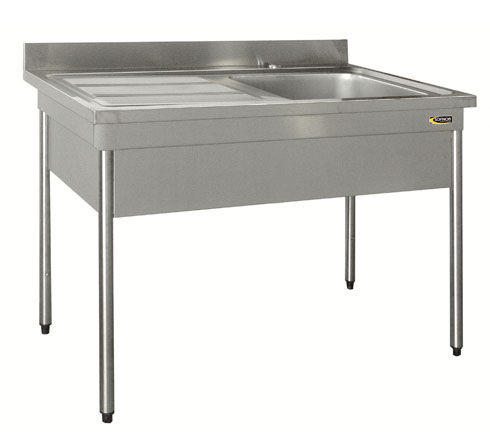 Lavello a 2 vasche - PNP - SOFINOR SAS - con gocciolatoio / in acciaio inossidabile / su gambe