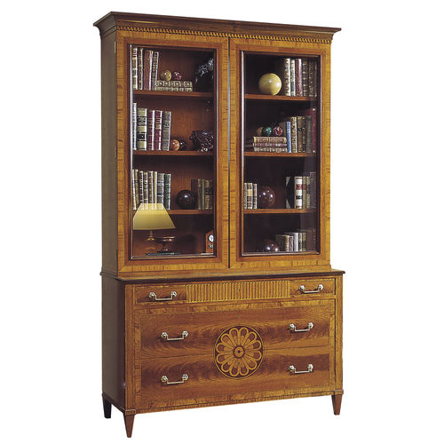 Libreria classica - JERICA - ACANTO - impiallacciata in legno / vetrata / con contenitore