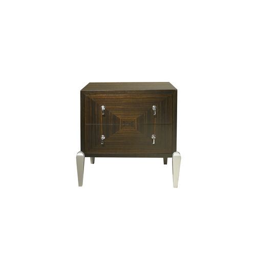 Comodino contemporaneo - LYS Tall - ACANTO - impiallacciato in legno / con supporto in metallo laccato / rettangolare
