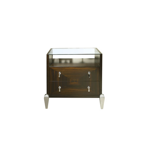 Comodino contemporaneo - LYS Small - ACANTO - in vetro / con supporto in metallo laccato / rettangolare