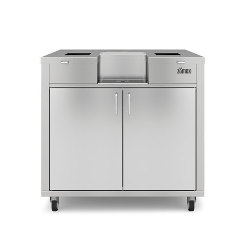 Piano di lavoro in acciaio inossidabile - PODIUM WIDE - ZUMEX GROUP, S.A. - contract / nero / con bordi quadrati