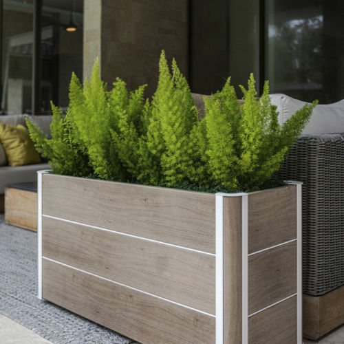Fioriera in teak - HIGHLAND - TUUCI - rettangolare / contemporanea / per zone urbane