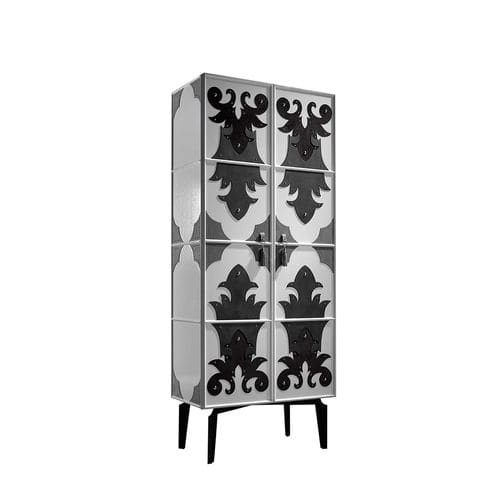 Credenza alta - VALENTINA - Colección Alexandra - contemporanea / in ferro / in pelle