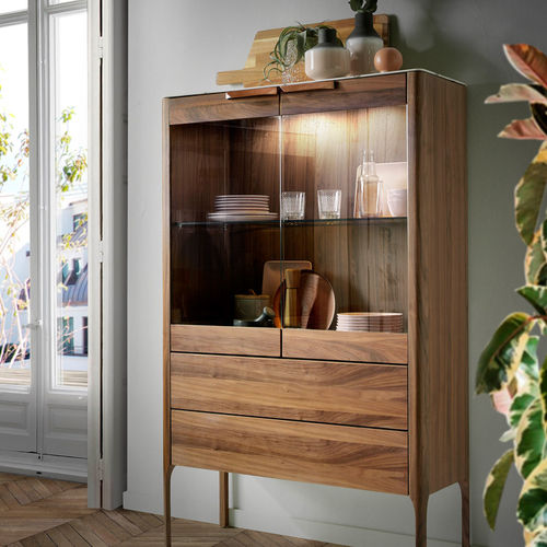 Credenza alta 3075 Angel Cerdá moderna / in noce / in acciaio