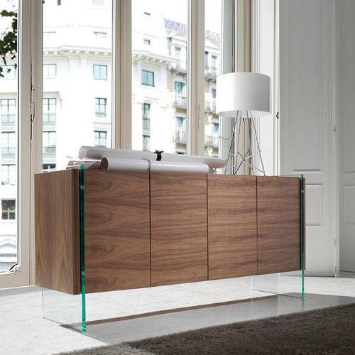 Credenza contemporanea - 3057 - Angel Cerdá - in noce / impiallacciata in legno / in vetro