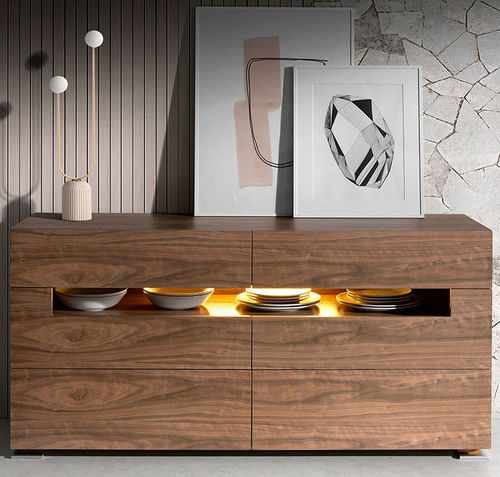 Credenza contemporanea - 7076 - Angel Cerdá - impiallacciata in legno / con cassetti / con illuminazione integrata