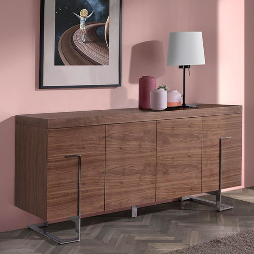 Credenza contemporanea - 3221 - Angel Cerdá - impiallacciata in legno / in acciaio cromato / con ripiano